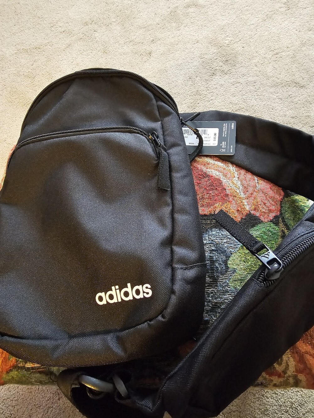 adidas Black Men's Sling Crossbody Bag with White Logo